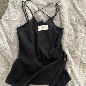 Express cropped black blouse